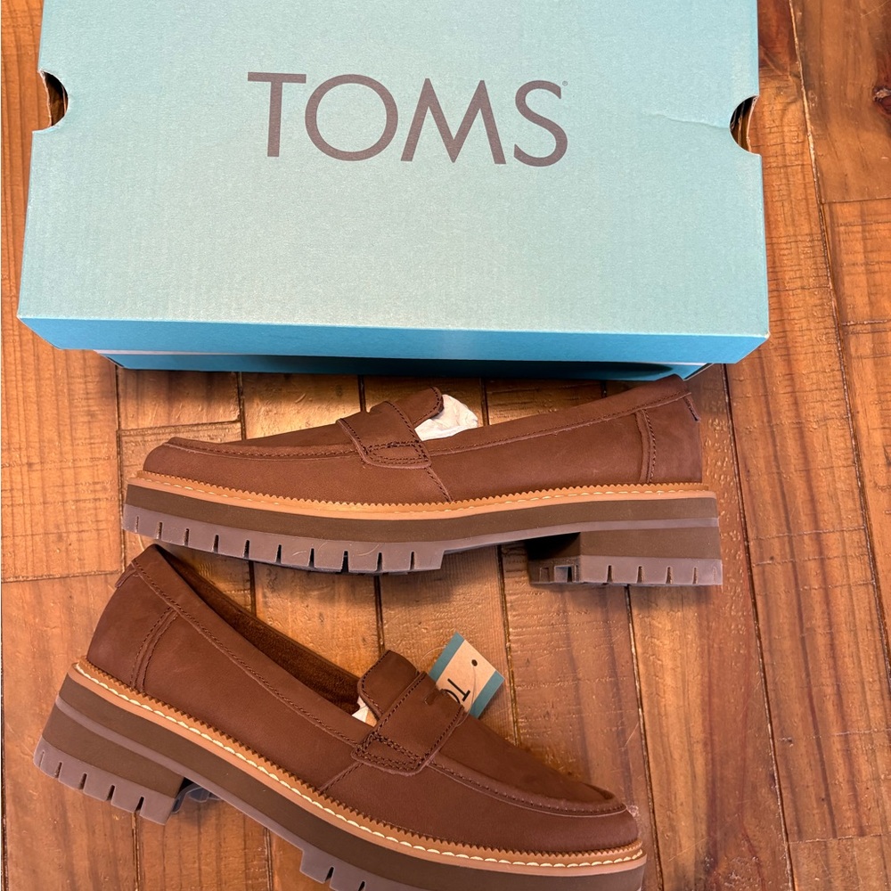 Toms Chocolate Brown Platform Loafers